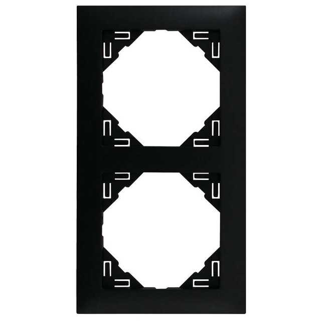 Schwarze Rahmen 2-fach für Schalter und Steckdosen