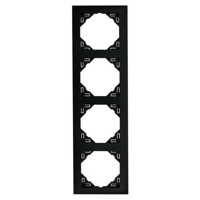 Schwarze Rahmen 4-fach für Schalter und Steckdosen